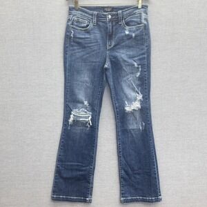 Judy Blue Womens Boot Cut Jeans Distressed Stretch Blue Denim Size 9